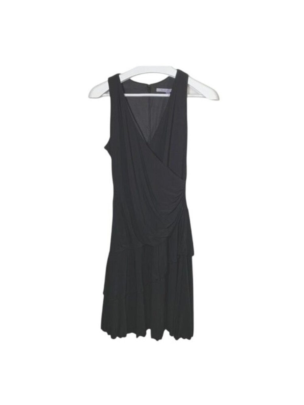Carmen Marc Valvo Womens Black Sleeveless Tiered Ruffle Dress Size 8